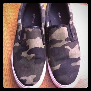 Justfab slightly worn camo shoes.